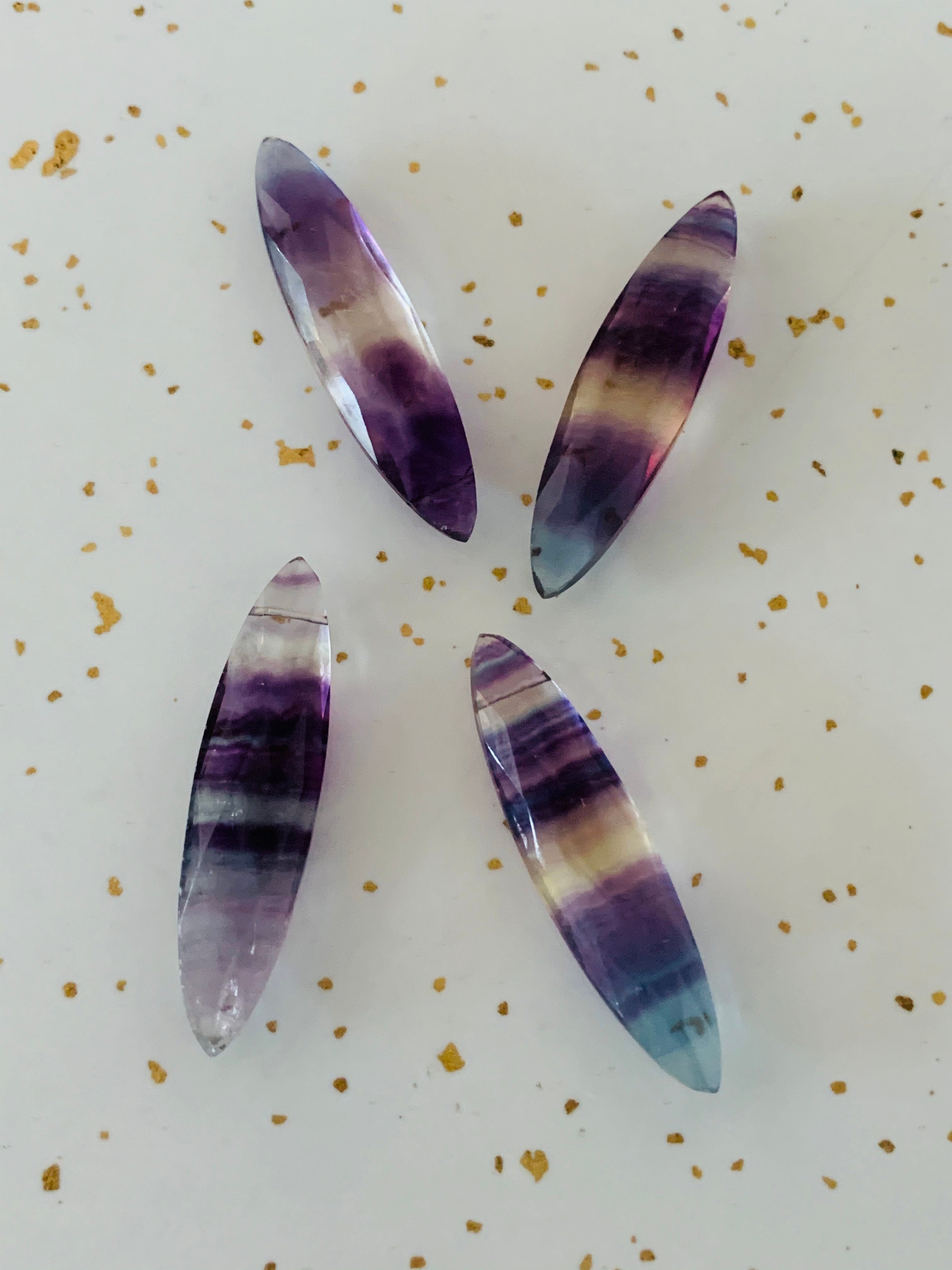 Rainbow Fluorite Faceted Drops Individual Top Drilled Bathing Beauties Beads